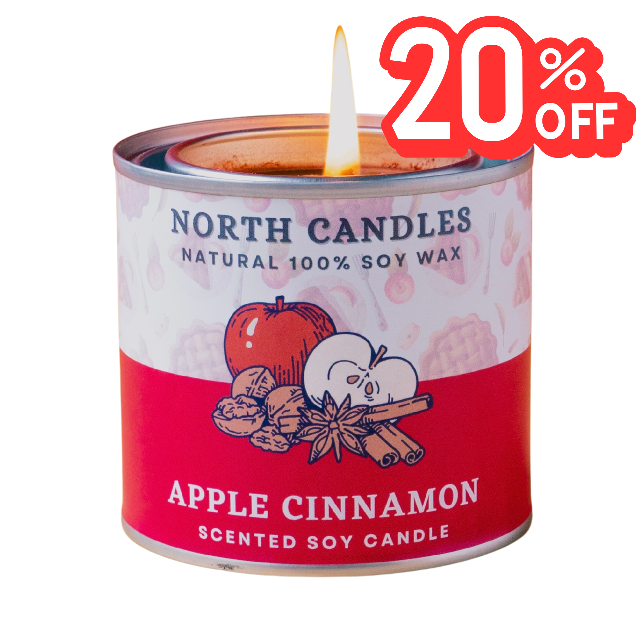 アップルシナモン アロマキャンドル North Candles - 100％ ソイ
