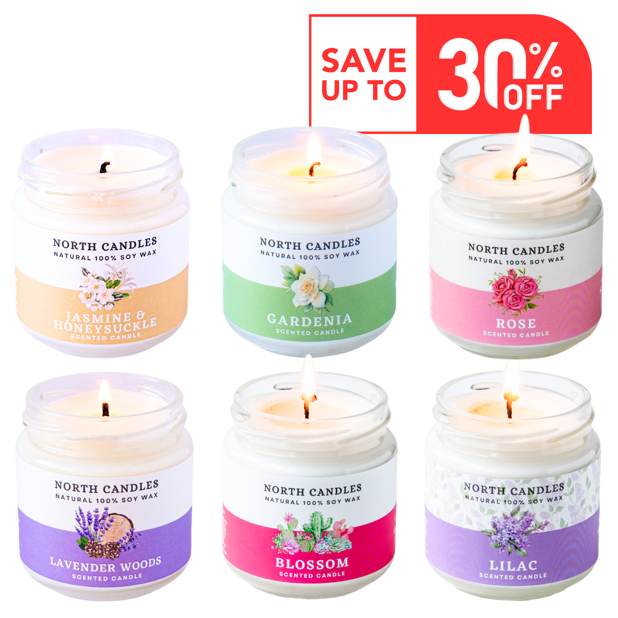 フローラルキャンドル 6 x お得セット (SAVE 25-30%) – North Candles