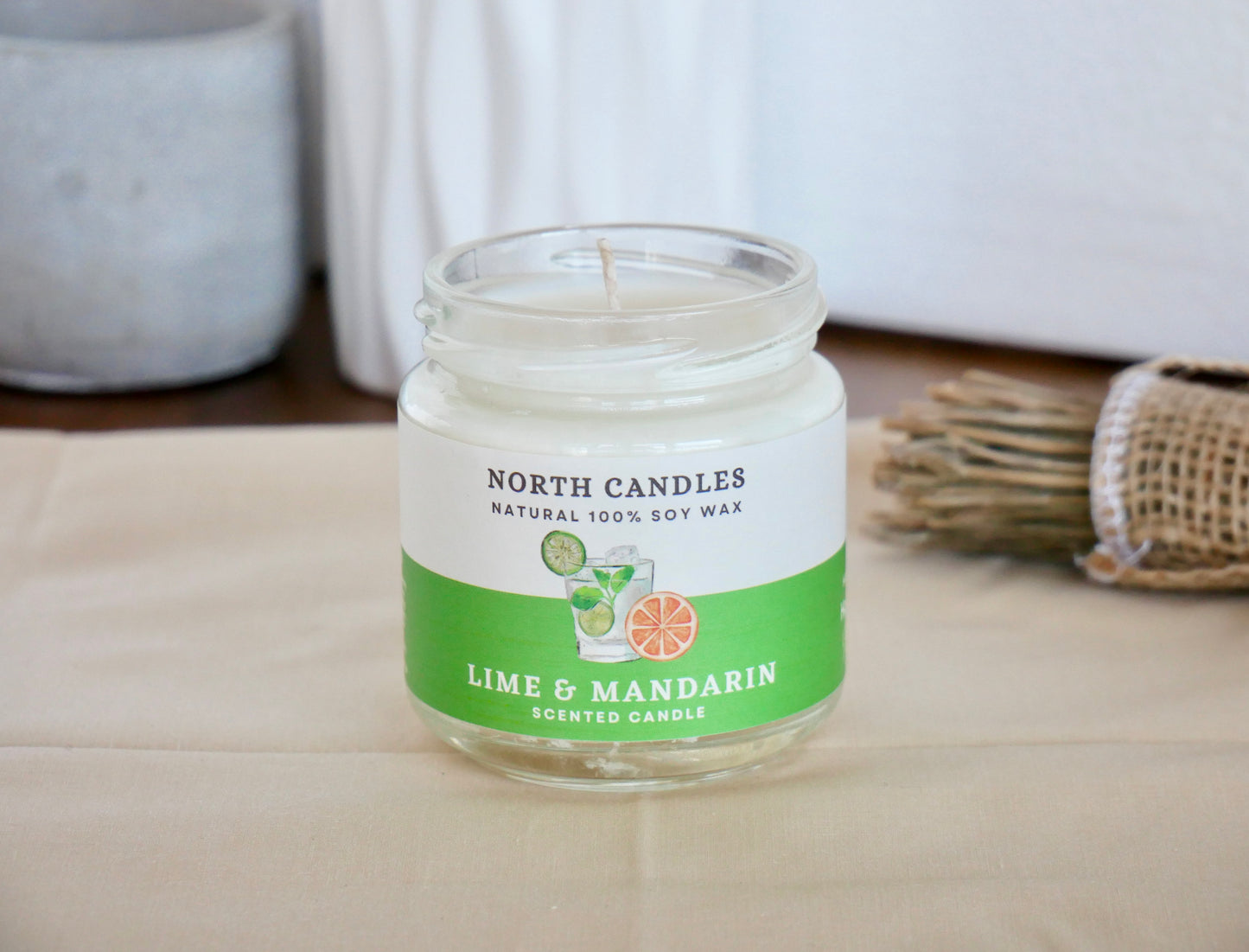 NEW - Lime & Mandarin Scented Soy Candle