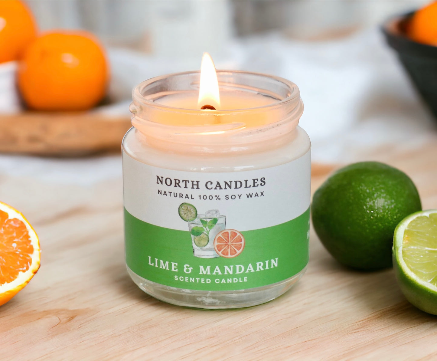 NEW - Lime & Mandarin Scented Soy Candle