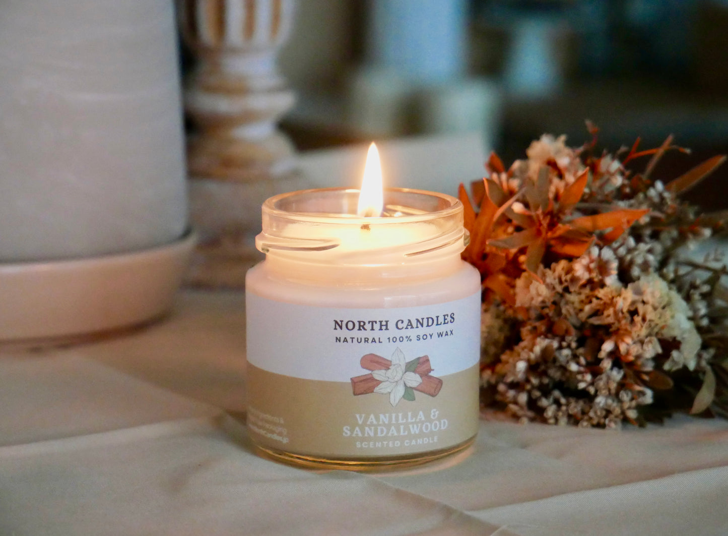 Vanilla & Sandalwood Scented Soy Candle