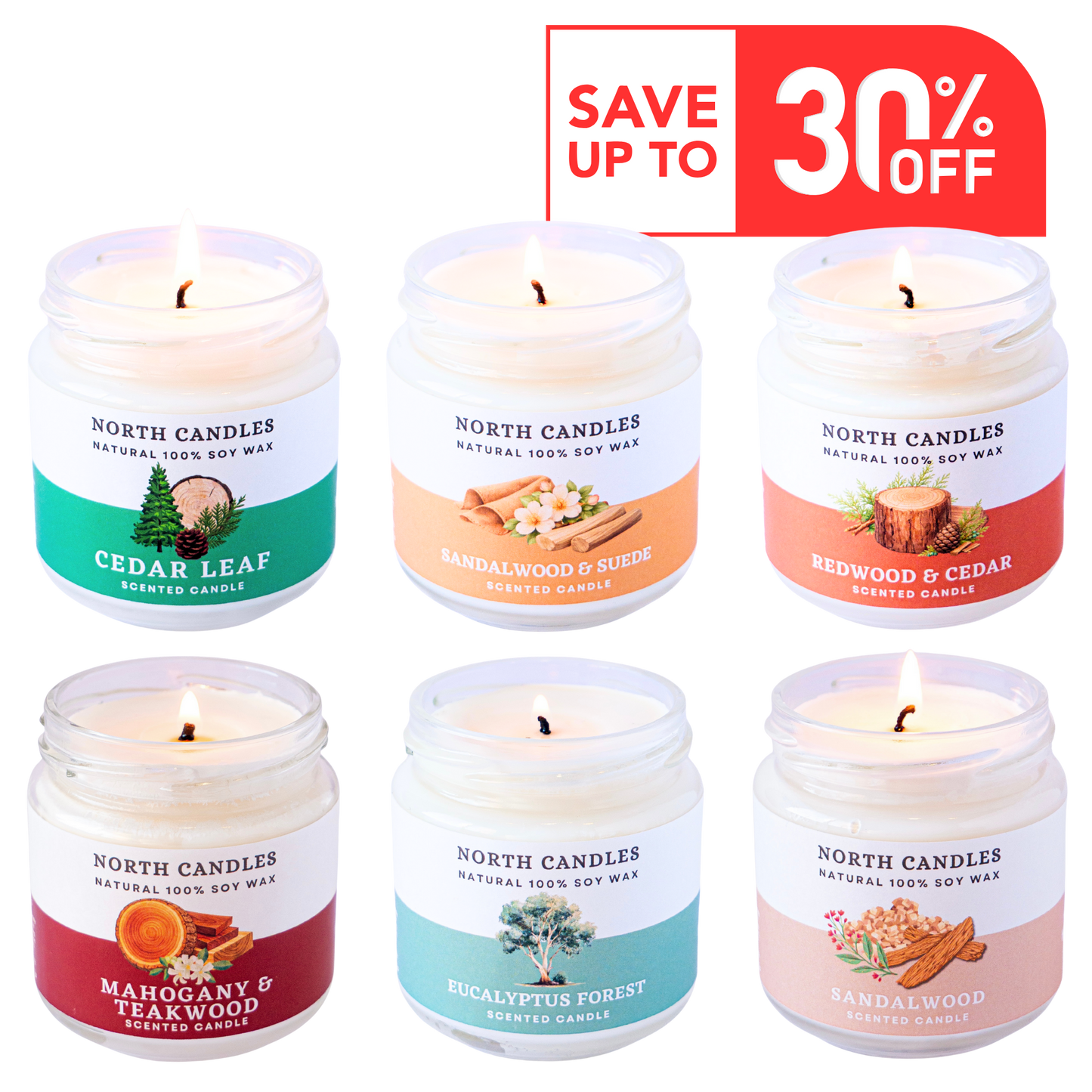 NEW ウォーム＆ウッディキャンドル 6 x お得セット (SAVE 25-30%)