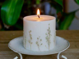 Botanical Green "Stargrass" Pillar Candle (Small)